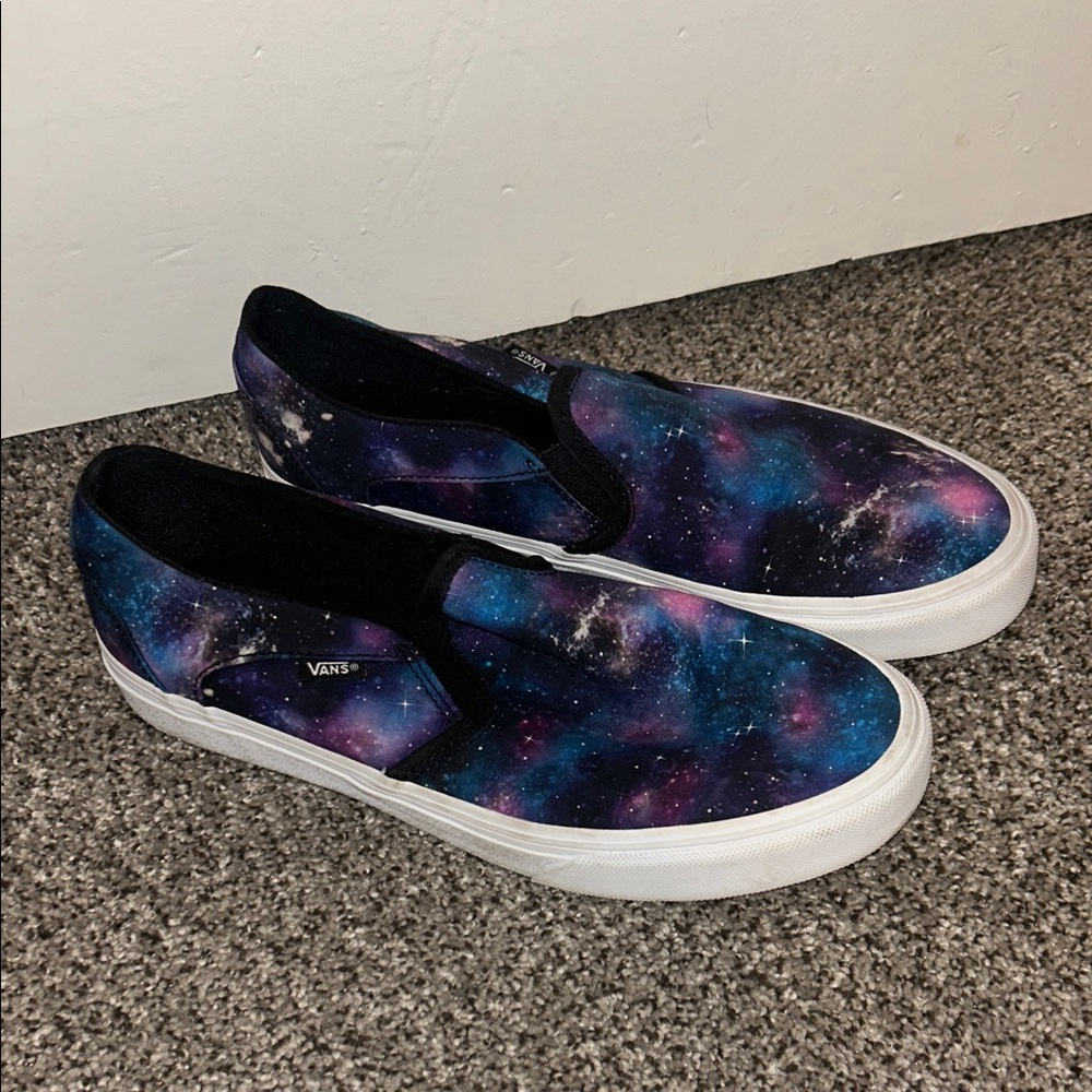 Vans Galaxy Print Slip-On Sneakers - Black, Blue, Purple
